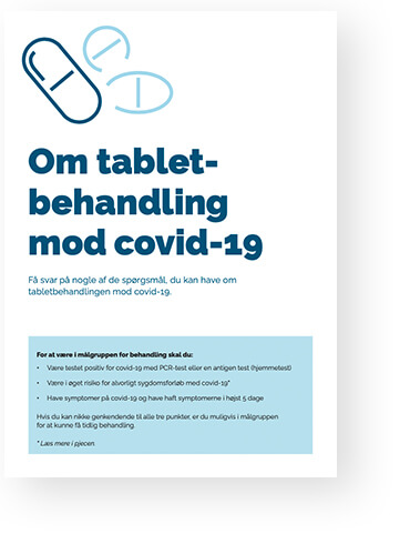 Forside til brochure: Mm tabletbehandlingen mod covid-19